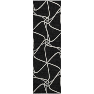 Piper Looms Mayfield Geometric AMF948 Black Machine Washable Area Rug Runner Main Image