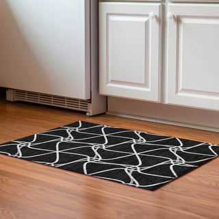 Piper Looms Mayfield Geometric AMF948 Black Machine Washable Area Rug Scatter Lifestyle Image Feature