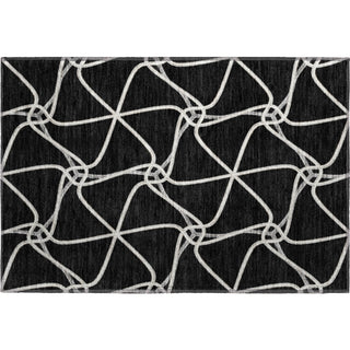 Piper Looms Mayfield Geometric AMF948 Black Machine Washable Area Rug Scatter Main Image