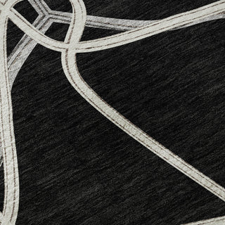 Piper Looms Mayfield Geometric AMF948 Black Machine Washable Area Rug Swatch Image