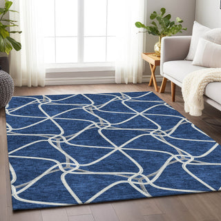 Piper Looms Mayfield Geometric AMF948 Blue Machine Washable Area Rug Lifestyle Image Feature
