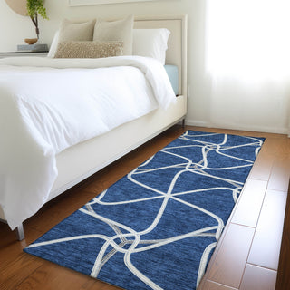 Piper Looms Mayfield Geometric AMF948 Blue Machine Washable Area Rug Runner Lifestyle Image Feature