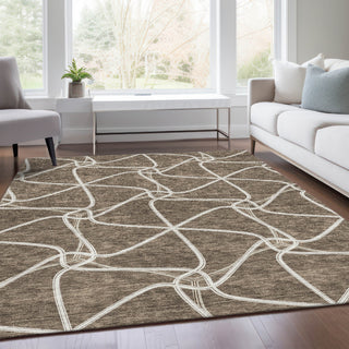 Piper Looms Mayfield Geometric AMF948 Brown Machine Washable Area Rug Lifestyle Image Feature