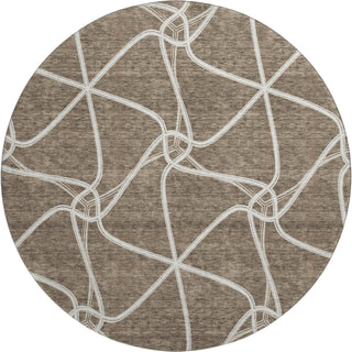 Piper Looms Mayfield Geometric AMF948 Brown Machine Washable Area Rug Round Main Image