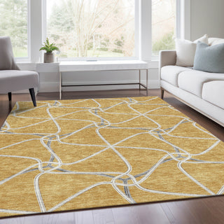 Piper Looms Mayfield Geometric AMF948 Gold Machine Washable Area Rug Lifestyle Image Feature