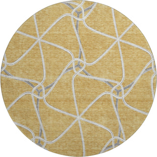 Piper Looms Mayfield Geometric AMF948 Gold Machine Washable Area Rug Round Main Image