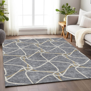 Piper Looms Mayfield Geometric AMF948 Gray Machine Washable Area Rug Lifestyle Image Feature
