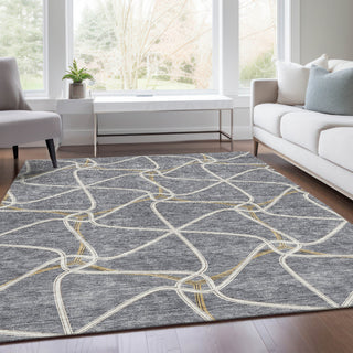 Piper Looms Mayfield Geometric AMF948 Gray Machine Washable Area Rug Lifestyle Image Feature