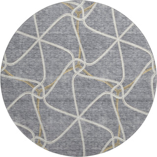 Piper Looms Mayfield Geometric AMF948 Gray Machine Washable Area Rug Round Main Image