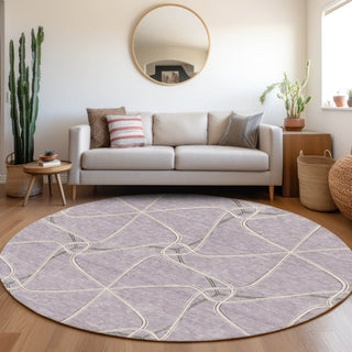 Piper Looms Mayfield Geometric AMF948 Lavender Machine Washable Area Rug Round Lifestyle Image Feature