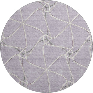 Piper Looms Mayfield Geometric AMF948 Lavender Machine Washable Area Rug Round Main Image