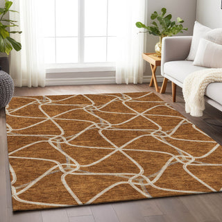 Piper Looms Mayfield Geometric AMF948 Paprika Machine Washable Area Rug Lifestyle Image Feature