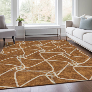 Piper Looms Mayfield Geometric AMF948 Paprika Machine Washable Area Rug Lifestyle Image Feature