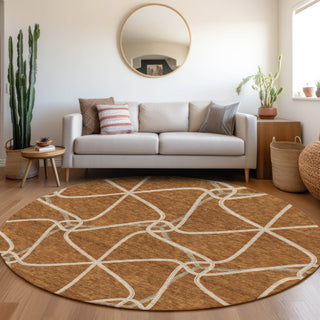Piper Looms Mayfield Geometric AMF948 Paprika Machine Washable Area Rug Round Lifestyle Image Feature