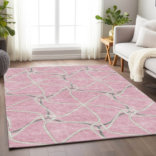 Piper Looms Mayfield Geometric AMF948 Pink Machine Washable Area Rug Lifestyle Image Feature
