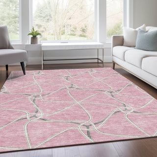 Piper Looms Mayfield Geometric AMF948 Pink Machine Washable Area Rug Lifestyle Image Feature