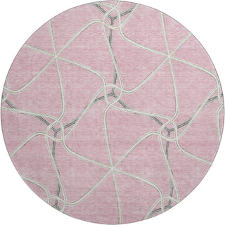 Piper Looms Mayfield Geometric AMF948 Pink Machine Washable Area Rug Round Main Image