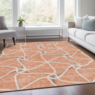 Piper Looms Mayfield Geometric AMF948 Salmon Machine Washable Area Rug Lifestyle Image Feature
