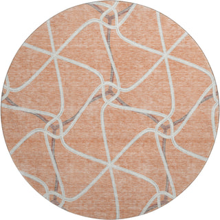 Piper Looms Mayfield Geometric AMF948 Salmon Machine Washable Area Rug Round Main Image