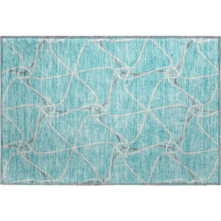 Piper Looms Mayfield Geometric AMF948 Teal Machine Washable Area Rug Scatter Main Image