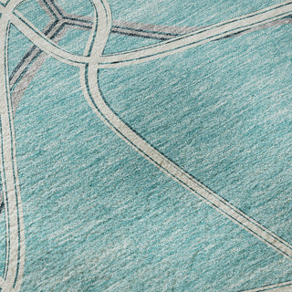 Piper Looms Mayfield Geometric AMF948 Teal Machine Washable Area Rug Swatch Image