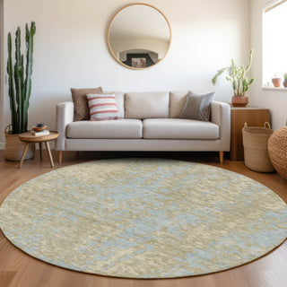 Piper Looms Mayfield Abstract AMF949 Beige Machine Washable Area Rug Round Lifestyle Image Feature