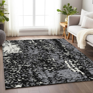 Piper Looms Mayfield Abstract AMF949 Black Machine Washable Area Rug Lifestyle Image Feature