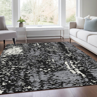 Piper Looms Mayfield Abstract AMF949 Black Machine Washable Area Rug Lifestyle Image Feature