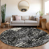 Piper Looms Mayfield Abstract AMF949 Black Machine Washable Area Rug Round Lifestyle Image Feature
