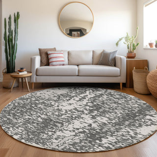 Piper Looms Mayfield Abstract AMF949 Charcoal Machine Washable Area Rug Round Lifestyle Image Feature