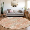 Piper Looms Mayfield Abstract AMF949 Coral Machine Washable Area Rug Round Lifestyle Image Feature