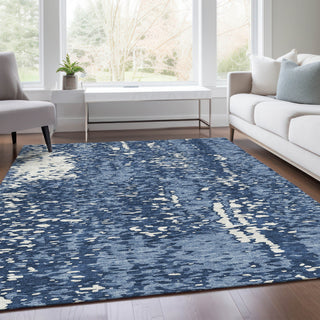 Piper Looms Mayfield Abstract AMF949 Denim Machine Washable Area Rug Lifestyle Image Feature
