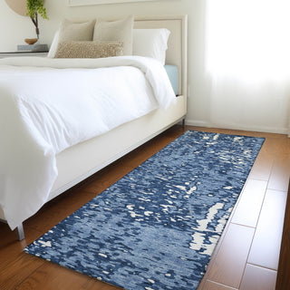 Piper Looms Mayfield Abstract AMF949 Denim Machine Washable Area Rug Runner Lifestyle Image Feature