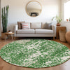 Piper Looms Mayfield Abstract AMF949 Emerald Machine Washable Area Rug Round Lifestyle Image Feature