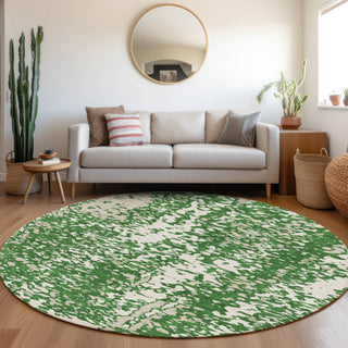 Piper Looms Mayfield Abstract AMF949 Emerald Machine Washable Area Rug Round Lifestyle Image Feature
