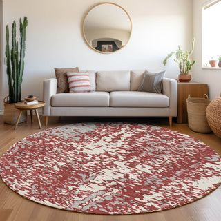 Piper Looms Mayfield Abstract AMF949 Garnet Machine Washable Area Rug Round Lifestyle Image Feature