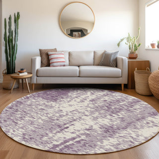 Piper Looms Mayfield Abstract AMF949 Lavender Machine Washable Area Rug Round Lifestyle Image Feature