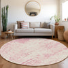 Piper Looms Mayfield Abstract AMF949 Pink Machine Washable Area Rug Round Lifestyle Image Feature