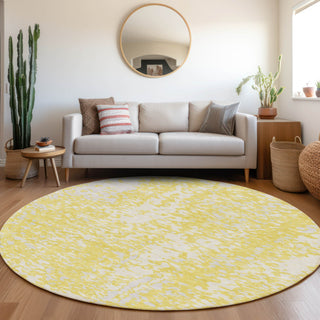 Piper Looms Mayfield Abstract AMF949 Yellow Machine Washable Area Rug Round Lifestyle Image Feature