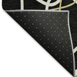 Piper Looms Mayfield Geometric AMF950 Black Machine Washable Area Rug Backing Image