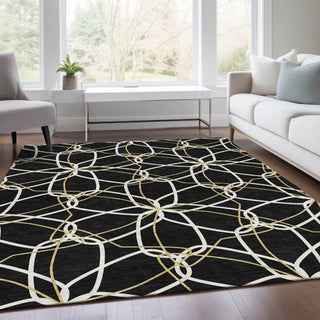 Piper Looms Mayfield Geometric AMF950 Black Machine Washable Area Rug Lifestyle Image Feature