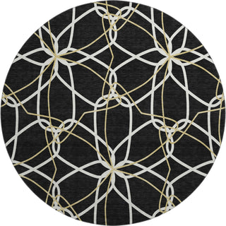 Piper Looms Mayfield Geometric AMF950 Black Machine Washable Area Rug Round Main Image