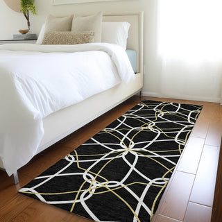 Piper Looms Mayfield Geometric AMF950 Black Machine Washable Area Rug Runner Lifestyle Image Feature