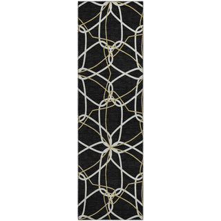 Piper Looms Mayfield Geometric AMF950 Black Machine Washable Area Rug Runner Main Image