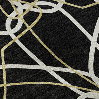 Piper Looms Mayfield Geometric AMF950 Black Machine Washable Area Rug Swatch Image