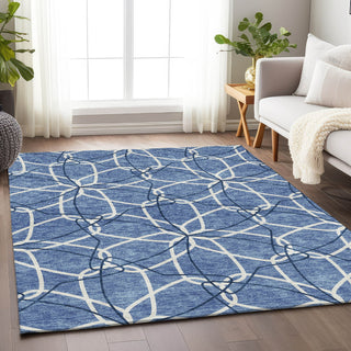 Piper Looms Mayfield Geometric AMF950 Denim Machine Washable Area Rug Lifestyle Image Feature