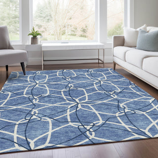 Piper Looms Mayfield Geometric AMF950 Denim Machine Washable Area Rug Lifestyle Image Feature