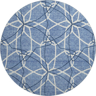 Piper Looms Mayfield Geometric AMF950 Denim Machine Washable Area Rug Round Main Image