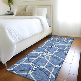 Piper Looms Mayfield Geometric AMF950 Denim Machine Washable Area Rug Runner Lifestyle Image Feature