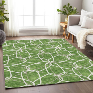 Piper Looms Mayfield Geometric AMF950 Green Machine Washable Area Rug Lifestyle Image Feature